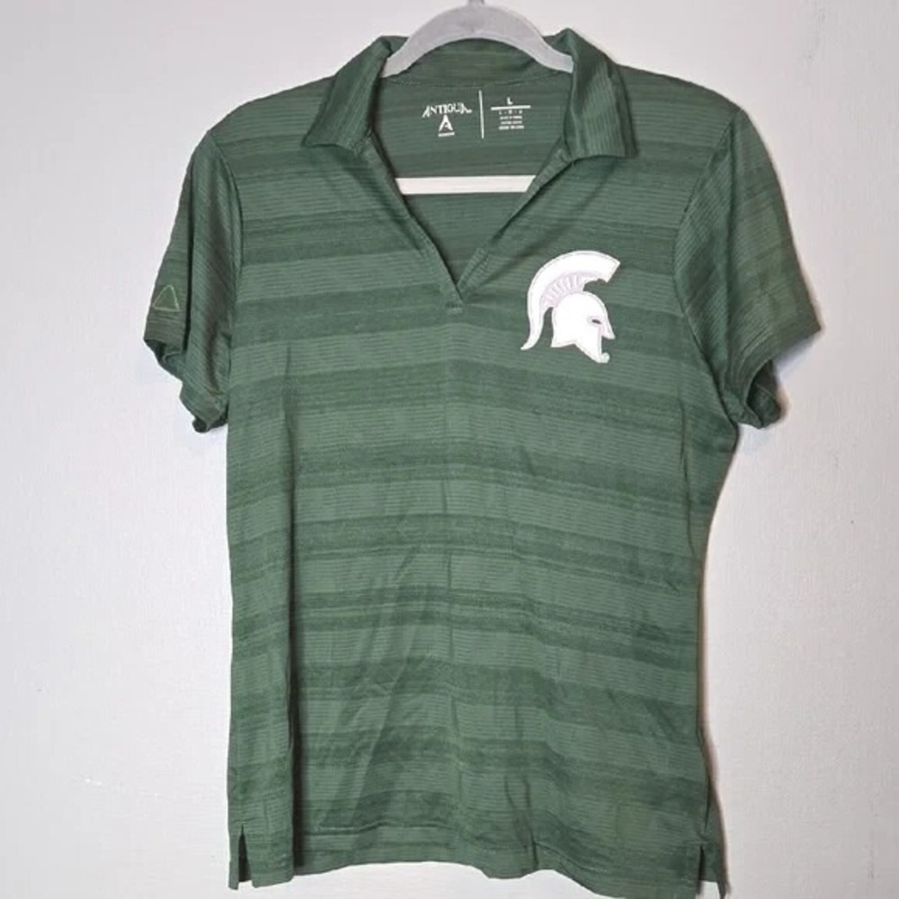 Antigua Michigan State Green Spartans Polo Shirt, Team Sport Preppy Logo, Large